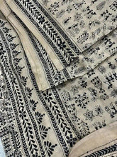 Offwhite Black Hand Kantha Pure Tussar Saree for Festive - Saree - Aakritee - S10703